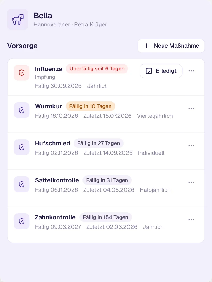 Impfung erfasst, nächster Termin steht