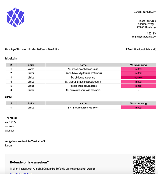 Befundung als PDF-Bericht