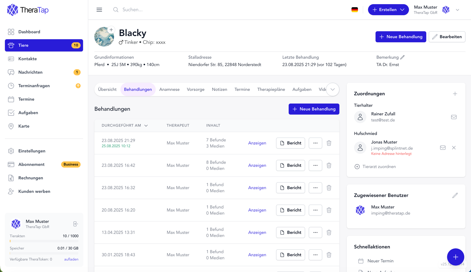 TheraTap App Screenshot